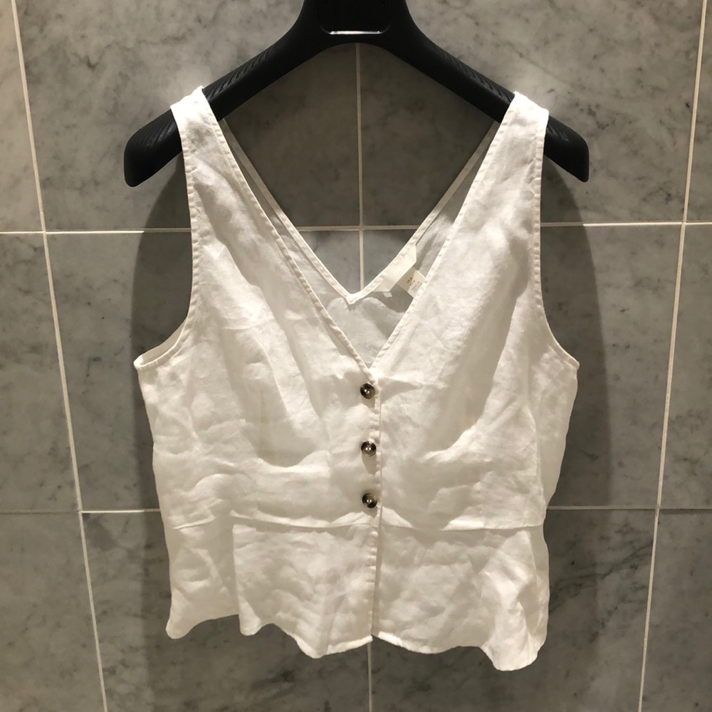 White linen peplum top M